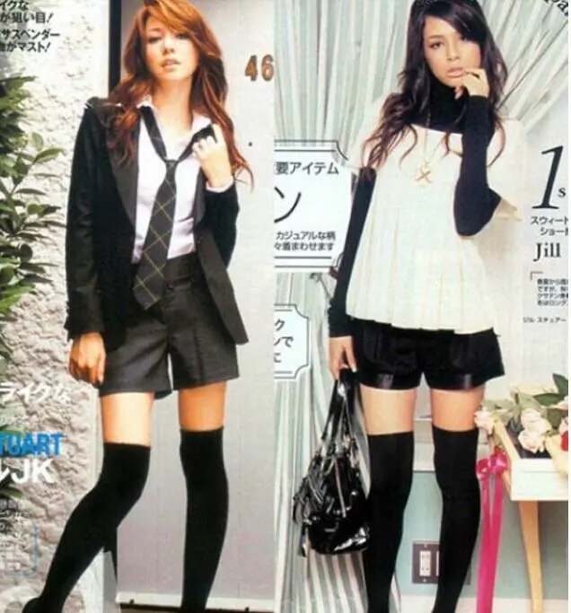 

Sexy Women Tights Over Knee Double Stripe Sheer Black Temptation Suspender Patchwork Pantyhose Tights