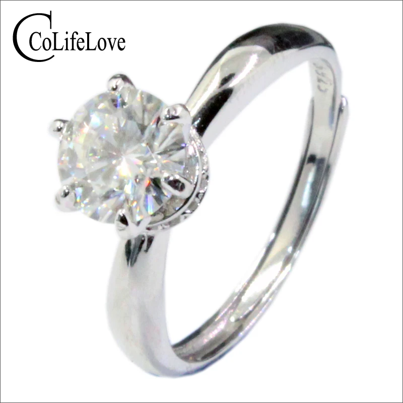 Женское кольцо с муассанитом серебряное 1 карат 2 карата разные цвета 925|Кольца| |