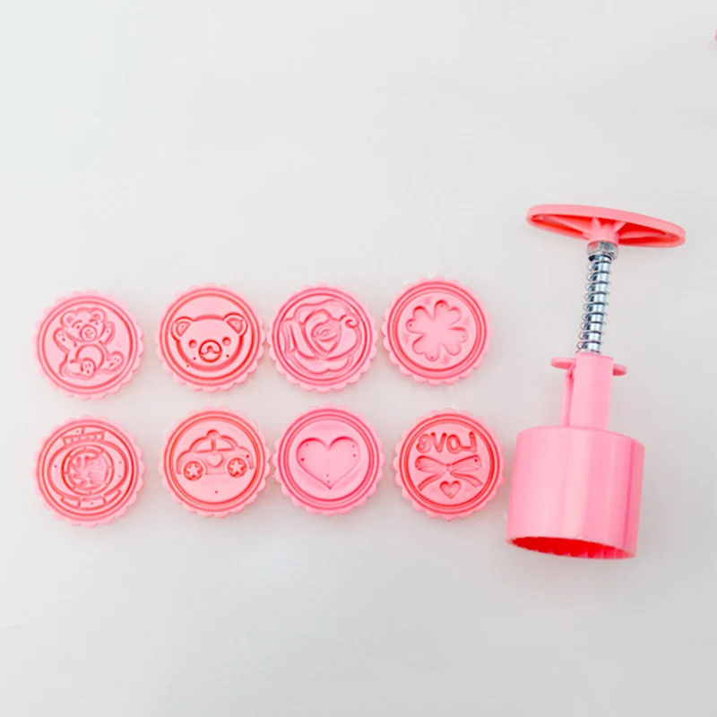3 / 5pc square round moon cake mold hand molding machine mold, with flower print DIY mold pastry moon cake-TP - Цвет: 11