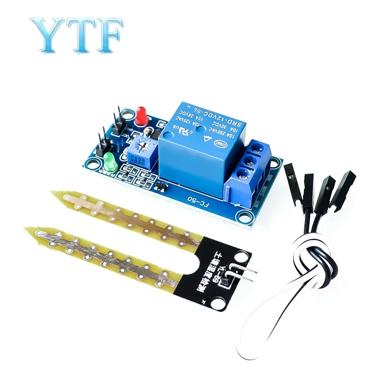 

12V relay control soil moisture sensor module is lower than the humidity start switch automatic watering