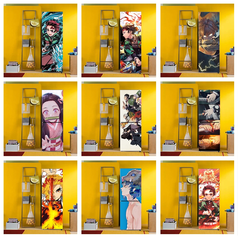 

Japanese Anime Demon Slayer Art Home Decor Adhesive PVC Removable Waterproof Decals Refrigerator Cover Door DIY wall stickers