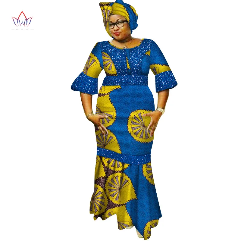 Новинка Дашики женские длинные платья с головным платком базин богатые