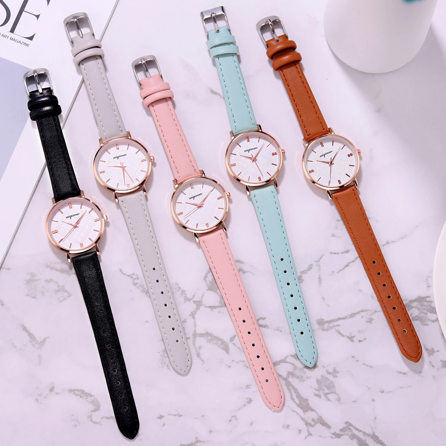 

SYNOKE New Fashion Women Watch Simple Casual Brown Black Pink Blue Leather Quartz Wristwatch Gift Ladies Watch Montre Femme