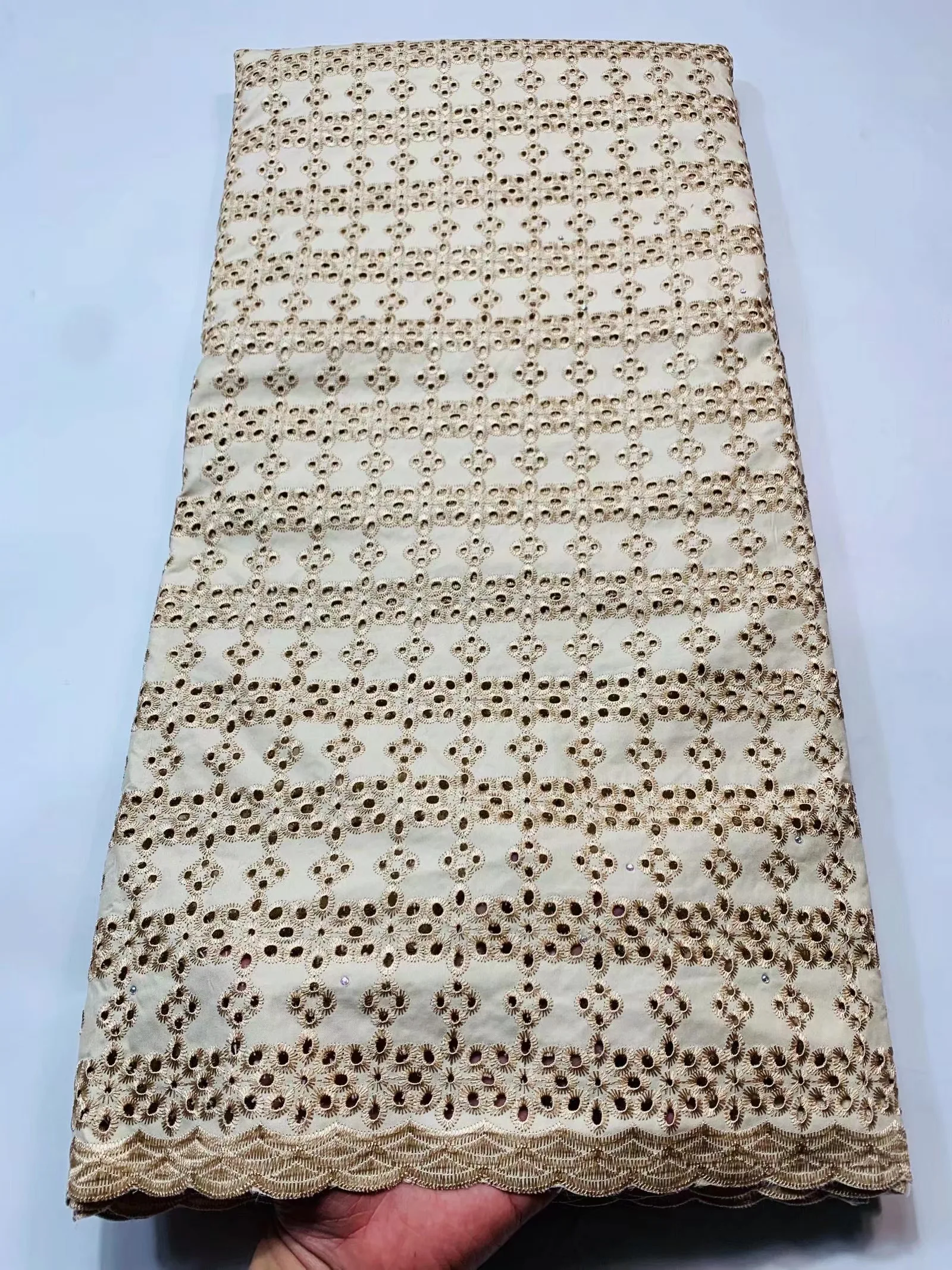 

5Yards African Lace Fabric 2021 Latest Swiss Voile Lace in Switzerland Embroidery 100% Cotton Swiss Lace Fabric for Dress