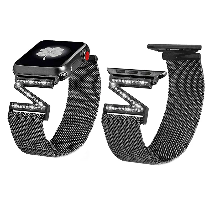 Ремень ремешок для часов Миланская петля алмаз наручных Apple Watch 38 мм 40 42 44 iwatch