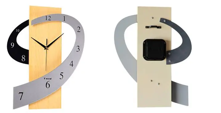 Деревянные настенные часы Европейский бесшумный современный дизайн