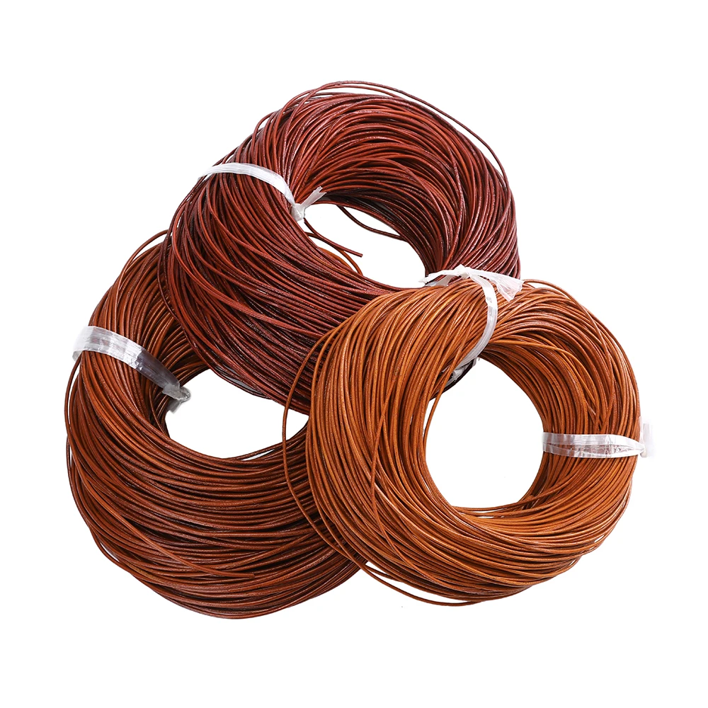 

Шнур из натуральной кожи, круглый шнур из натуральной кожи для самостоятельного изготовления ожерелий, браслетов, ювелирных изделий, 10 метр...