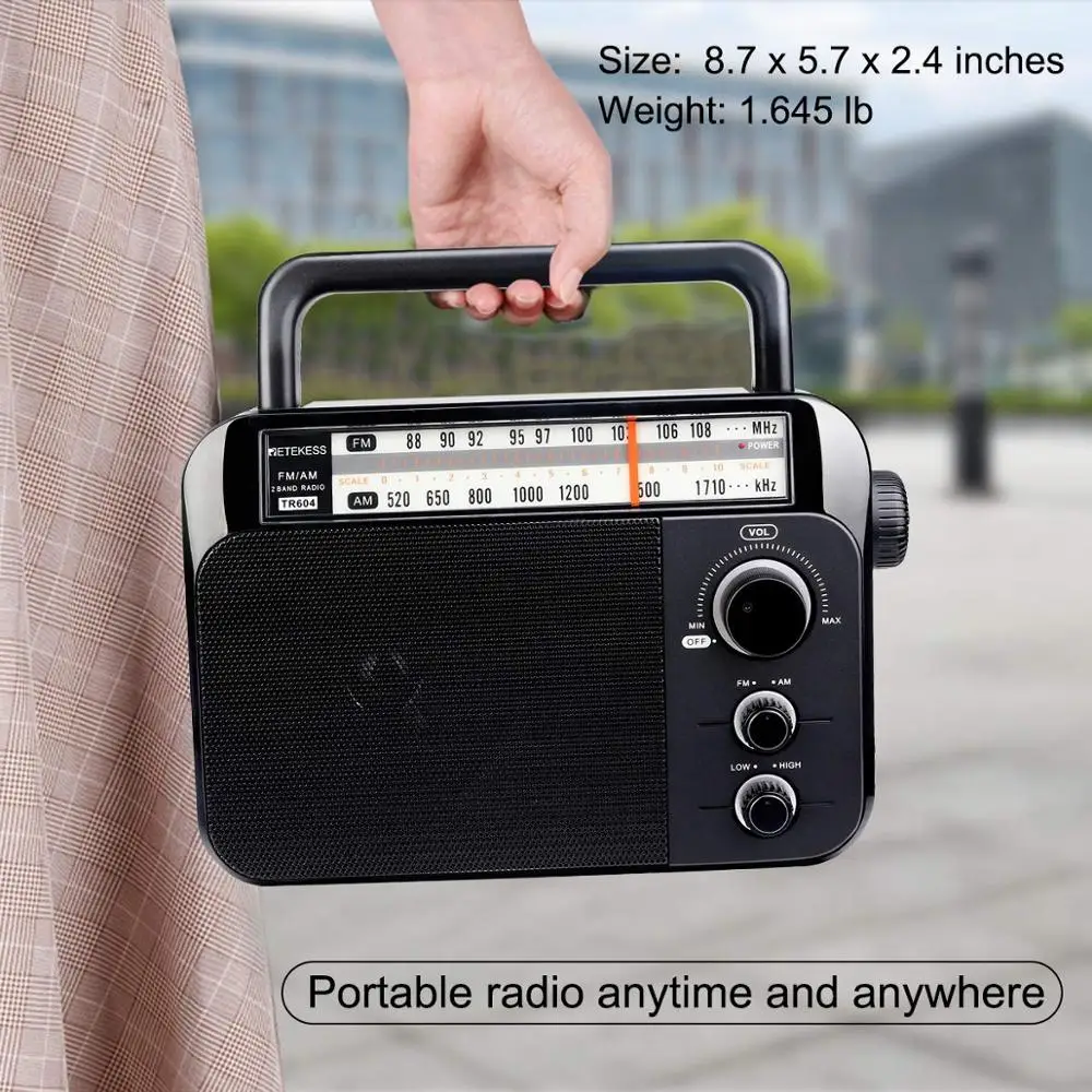 Retekess TR604 FM/AM 2 диапазона черный 2019new Портативный радио от сети переменного тока перезаряженный приемник для пожилых, слуховой поврежденные людей