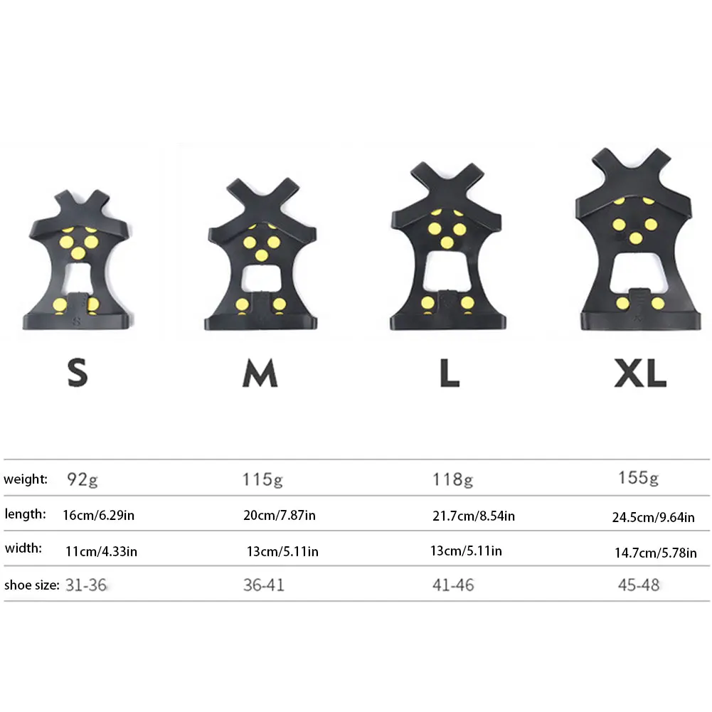

1 Pair 10 Studs Anti-Skid Ice Gripper Spike Winter Climbing Elastomer Snow Spikes Grips Cleats Over Shoes Covers Crampon