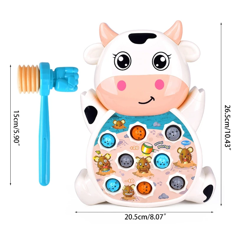 

Children Cartoon Cow Animal Shape Electric Whack-A-Mole Toy Pounding Knocking Hamster Music Parent-Kid Interactive Gifts