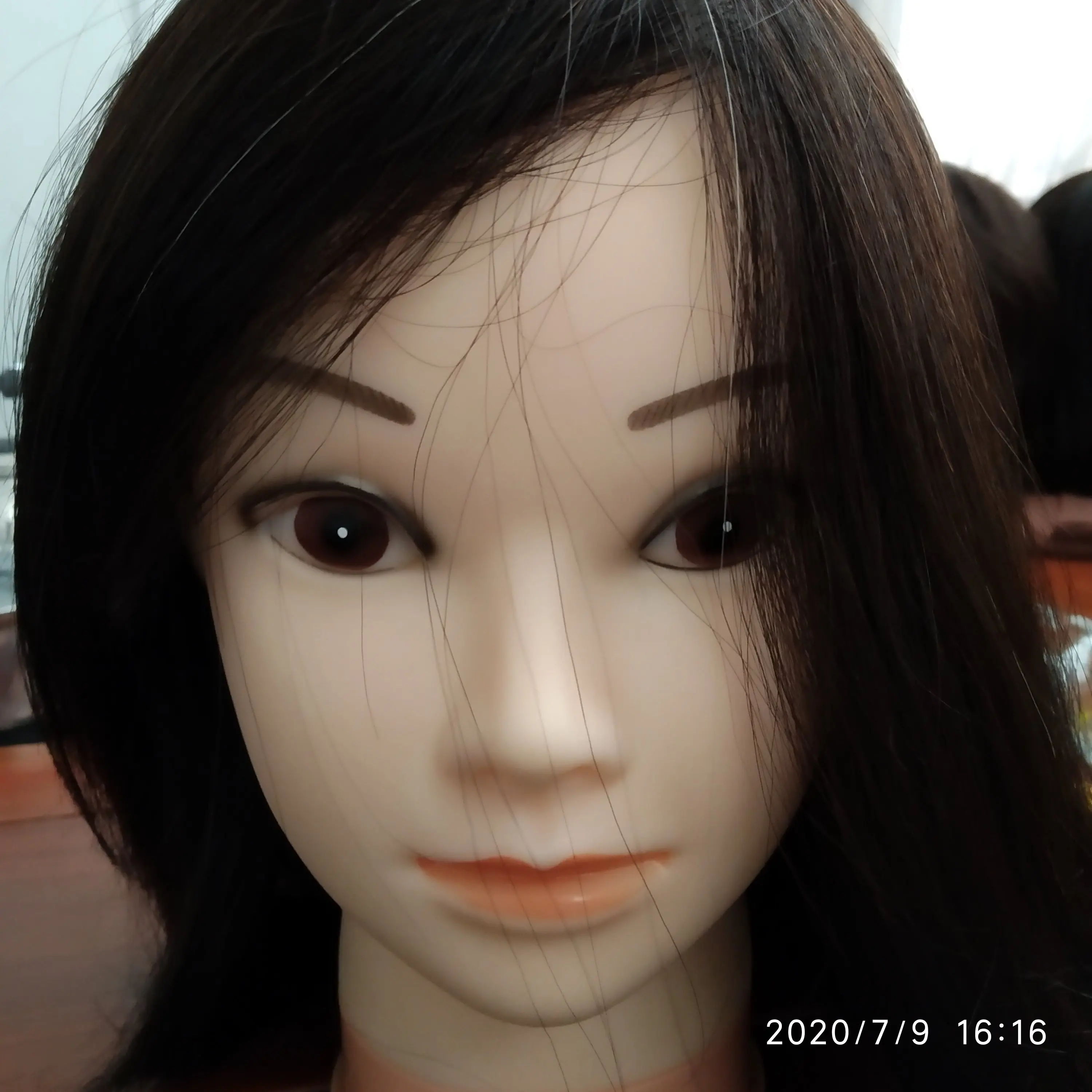100% Human Hair Doll Head For  Sale Hairdressers Practice Paint Dye Bleach Curl Iron Braid Cut Hair Training Mannequin Head enlarge