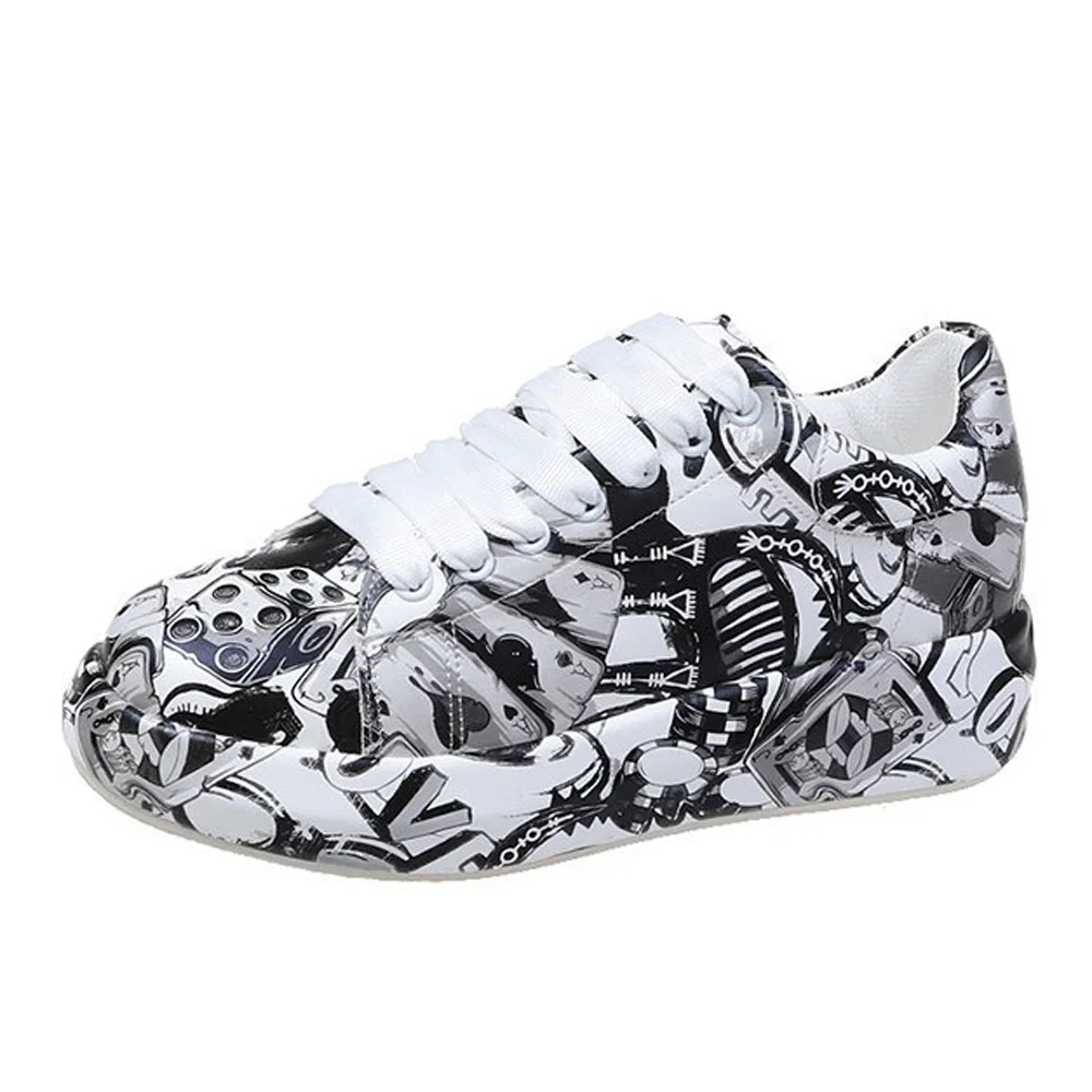 

Big Size Women Sneakers Autumn Spring Leisure Sneaker Personality Hip hop Cross Lacing Green Women's shoes Flat Platform Shoes