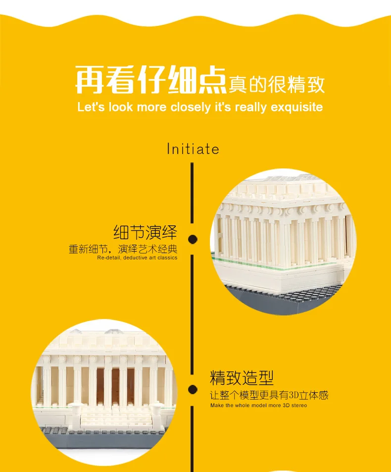 

Wange 4216 blocks World Architecture Lincoln Memorial Model Building Bricks For Children Creative Toys Brinquedos Birthday Gifts
