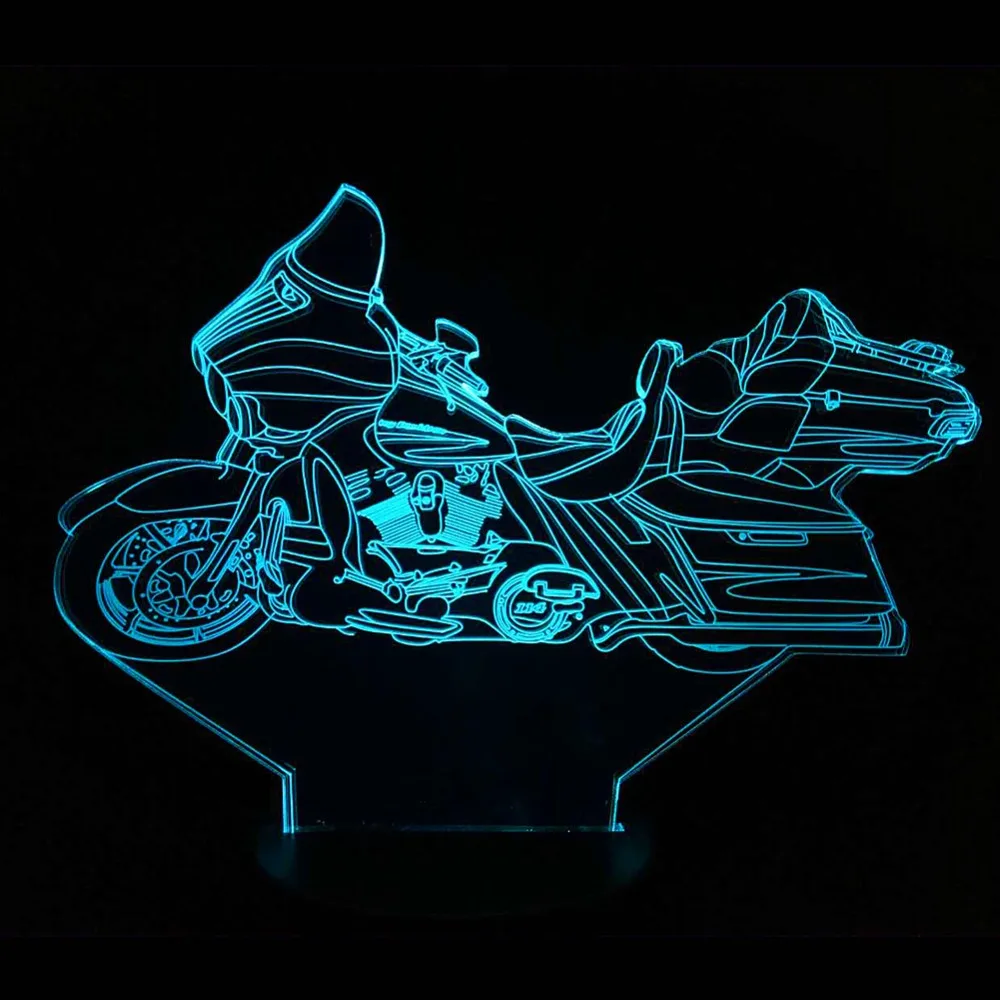 

3D Lamp Cross-Country Motorcycle Night Light with 7 Colors Lights USB Table Desk Lamp for Bedroom Decor Baby Sleep Lighting