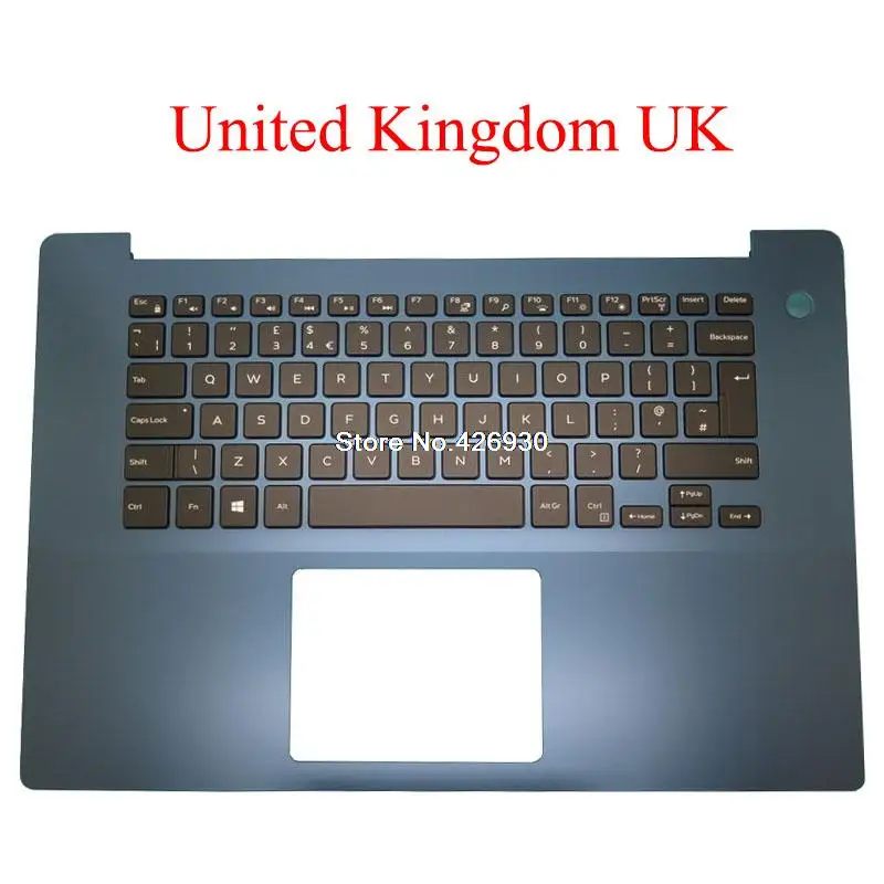 Laptop Palmrest For DELL For Inspiron 5580 5585 05P4P3 5P4P3 01R89W 1R89W with backlit United Kingdom UK keyboard blue new