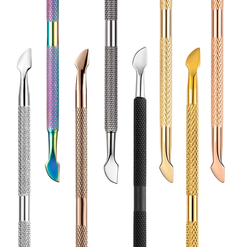 

1pc Double-Ended Nail Cuticle Pusher Uv Gel Polish Dead Skin Remove Manicure Pedicure Clean Care Tools Stainless Steel 5 Colors