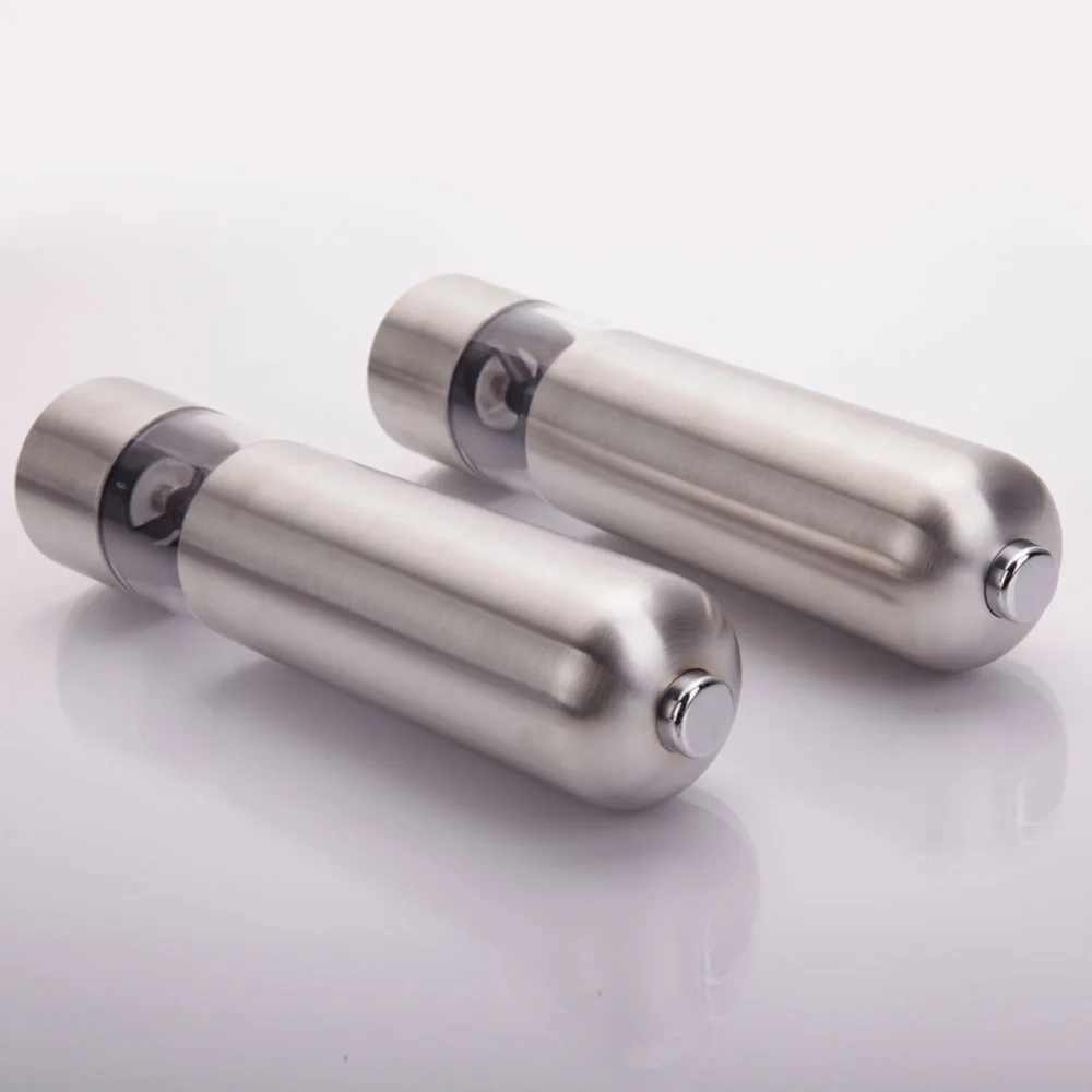 

2pcs Stainless Steel Electric Automatic Pepper Mills Salt Grinder Silver