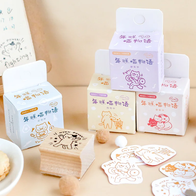 Винтажный мультяшный Кот серия штамп DIY деревянные и резиновые штампы для