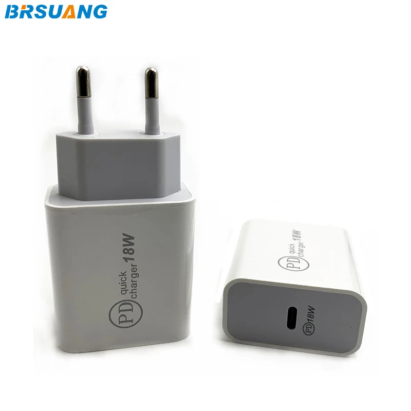 BRSUANG 18W PD Fast Charge USB Type-C Charger EU/US Plug For Samsung S10 Plus iPhone 11 Pro Max iPad Power Adapter | Мобильные