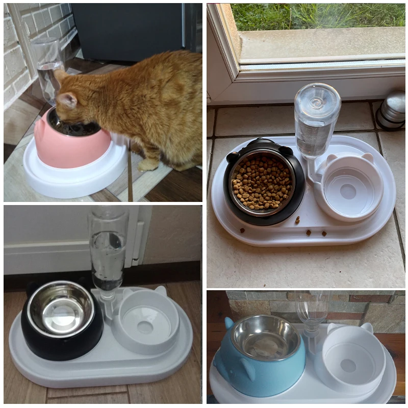 

Pet Cat Bowl Automatic Feeder Cat Bowl With Raised Stand Pet Water Dispenser Food Bowl For Cats Dogs Pet Food Water Accessories