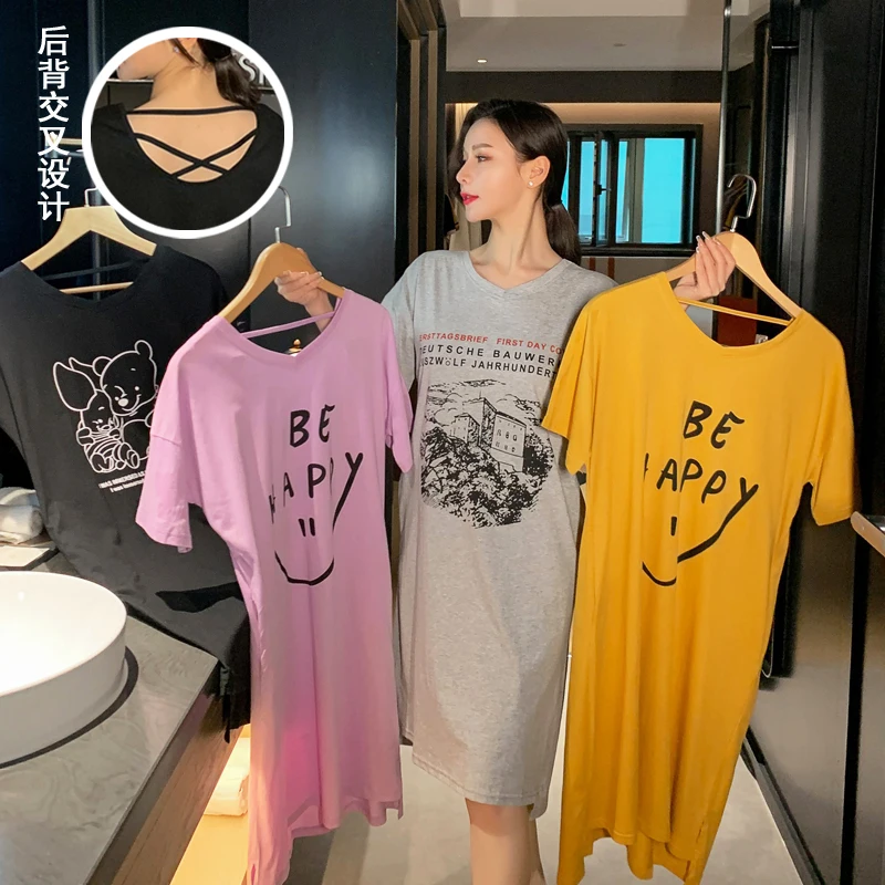 

Pregnant Women Pajamas Set Cotton Nightgowns Plus Size 3XL 4XL 5XL Nightwear Short Sleeved Sleepwear Summer Bear Prints Nighties
