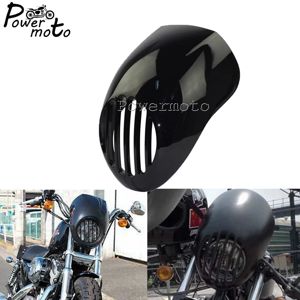 

Black Motorcycle 5 3/4" Cut Out headlight Grille Fairing Cowl for Harley Sportster Dyna Street FXD FXDB FXDC FXRS Street Bob