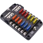 Держатель блока предохранителей, 12 В, 32 В, пластиковая крышка, Шпилька M5 со светодиодным индикатором, 6 вариантов, 12 вариантов, лезвие для автомобиля, лодки, морского трайка