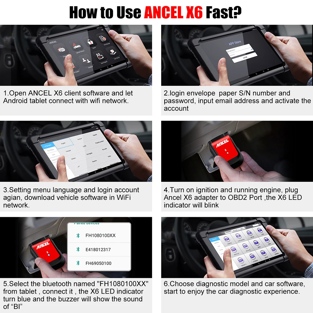 

Ancel X6 OBD2 Scanner Full System Diagnostic Tool Bluetooth Wifi TPMS EPB IMMO Reset Code Readers OBD2 Auto Car Diagnostic Tool
