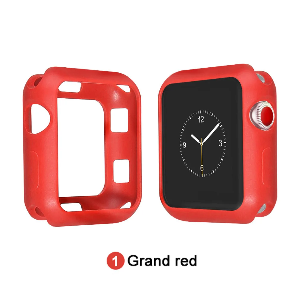 Мягкий силиконовый чехол для Apple Watch 3 2 1 42 мм 38 мм полная защитная оболочка для iWatch 4 5 40 мм 44 мм бампер для часов - Цвет ремешка: Red