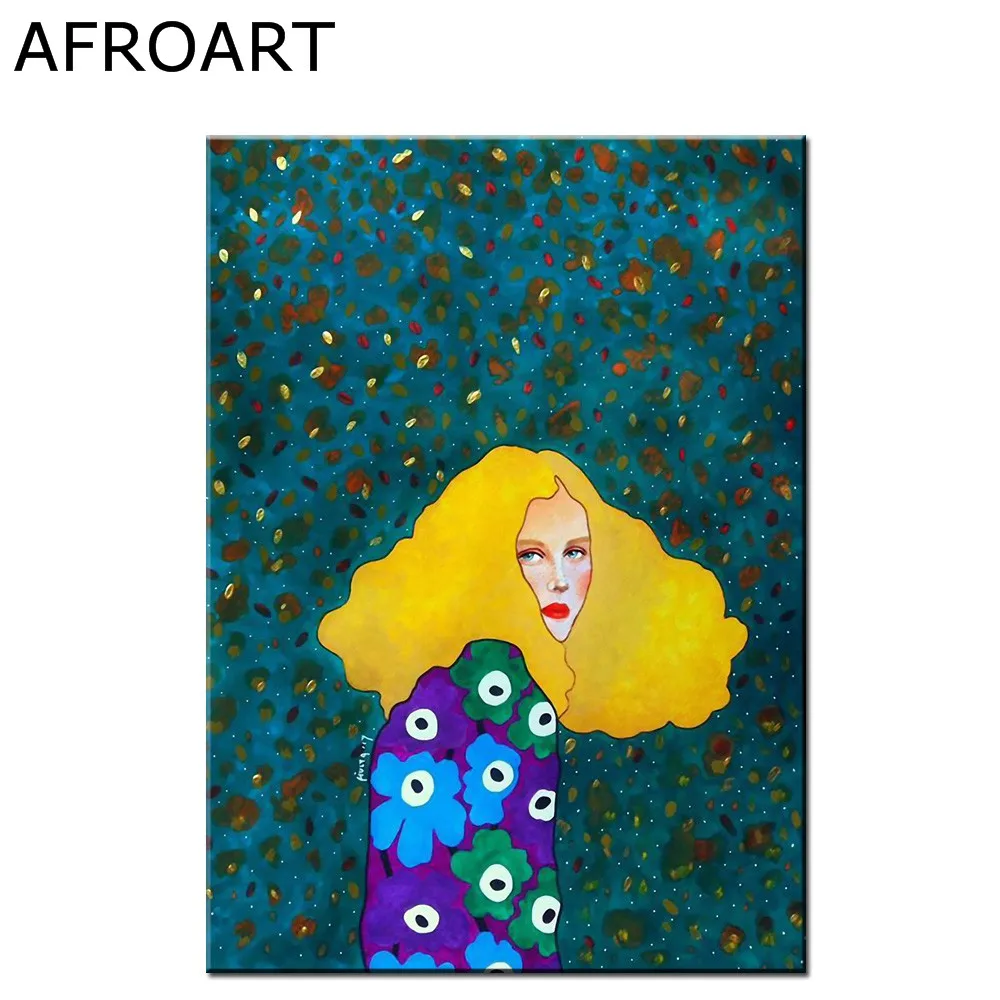 Абстрактная живопись модная винтажная девушка художественный принт холст