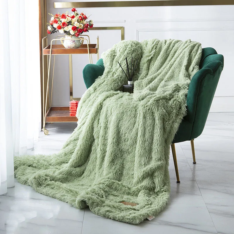 

Cover Flannel Plush Soft Nordic Throw Blanket Sofa Faux Fur Throw Christmas Throw Blanket Winter Cobertor Bed Decoration HX50GT