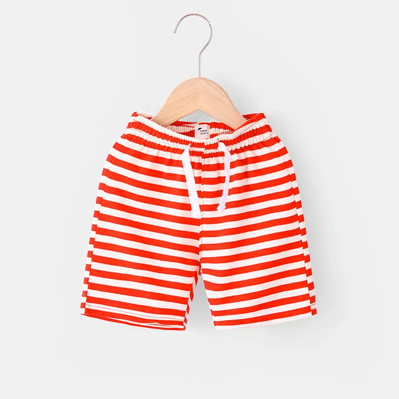 

2021 Summer Striped Print Children's Shorts Elastic Mid Waist Rubber Belt Casual Pants Boys Sports Shorts Kids Clothes Dropship