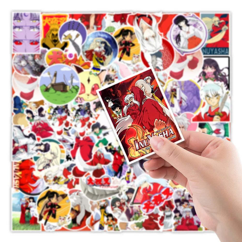 Pegatinas de grafiti skate para ordenador port&aacute;til, 50 Uds., Inuyasha dibujos animados de Anime japon&eacute;s, pegatinas impermeables para maleta, port&aacute;til, guitarra-0