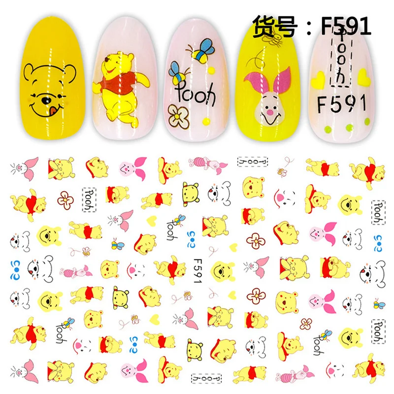 Winnie ther Pooh-pegatinas de u&ntilde;as para ni&ntilde;os, juguetes de Disney Mickey Mouse, accesorios de manicura, calcoman&iacute;as decorativas de dibujos animados para ni&ntilde;as y estudiantes-0