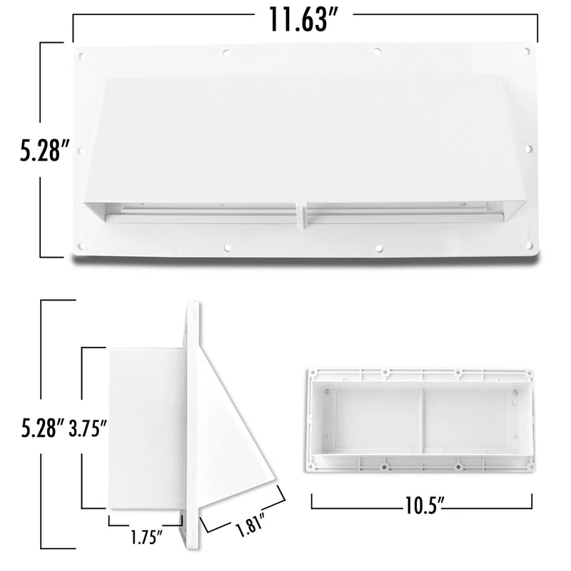 Наружный настенный вентиляционный клапан для Rv Range Hood Vent белый с хлопушкой