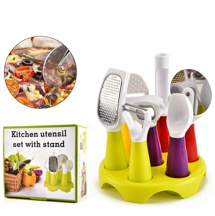 

Кухонные гаджеты, набор из 8 пластиковых кухонных принадлежностей, нож для пиццы, лопата для пиццы, Набор цветных коробок