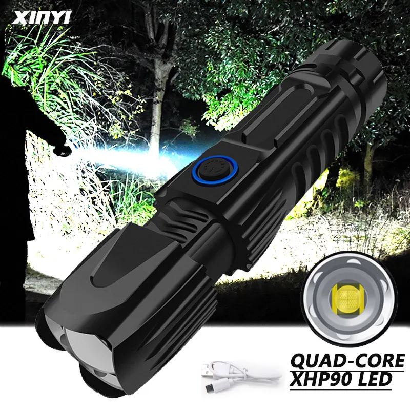 

Powerful XHP90.2 Xlamp Flashlight Tactical Flashlight USB Rechargeable Torch Waterproof Torch Smart Chip Control 26650 battery