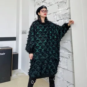 Женские длинные толстовки с бахромой Johnature, Свободный пуловер с круглым вырезом и длинными рукавами, свитшот для улицы на весну 2021