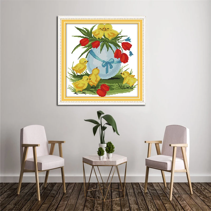 Набор инструментов для вышивки цыплятами и яйцами Dmc 14ct домашнего декора|dmc