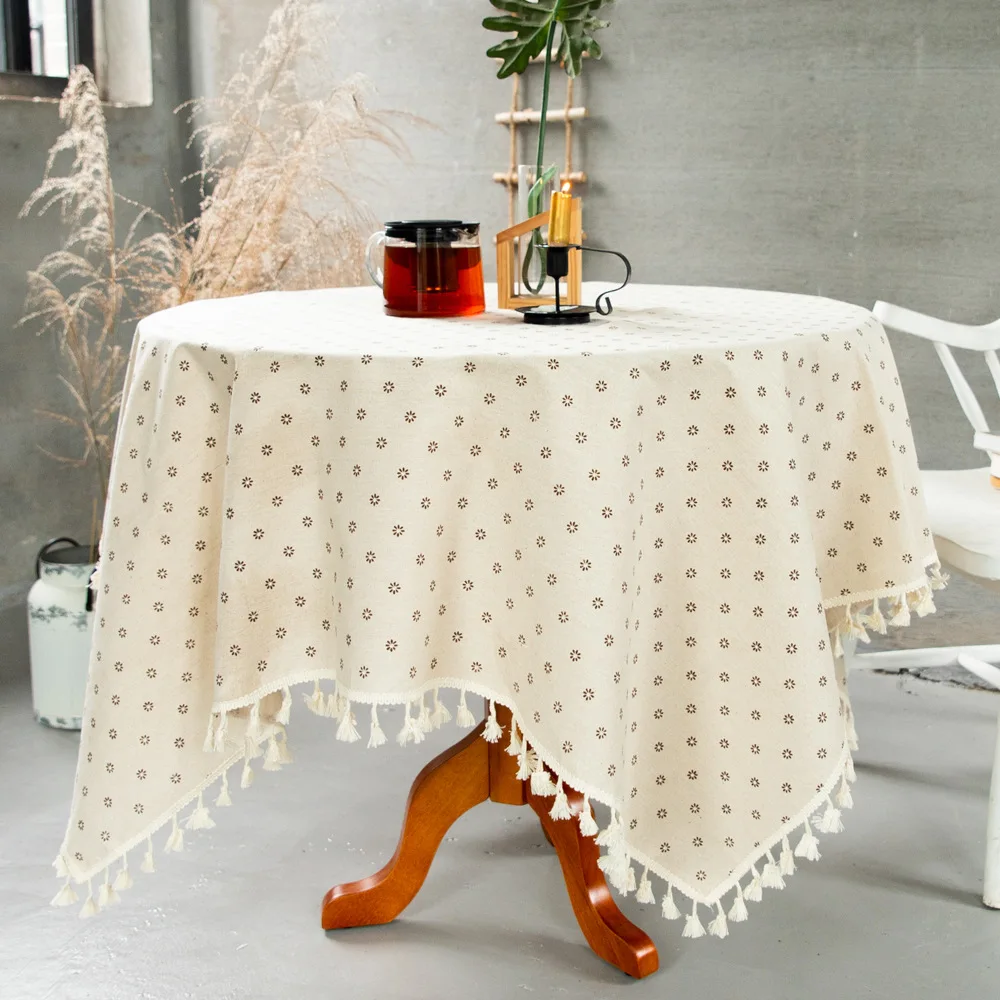 

Retro Tassel Debra American Solid Color Round Kitchen Dining Banquet Linen Home Decoration
