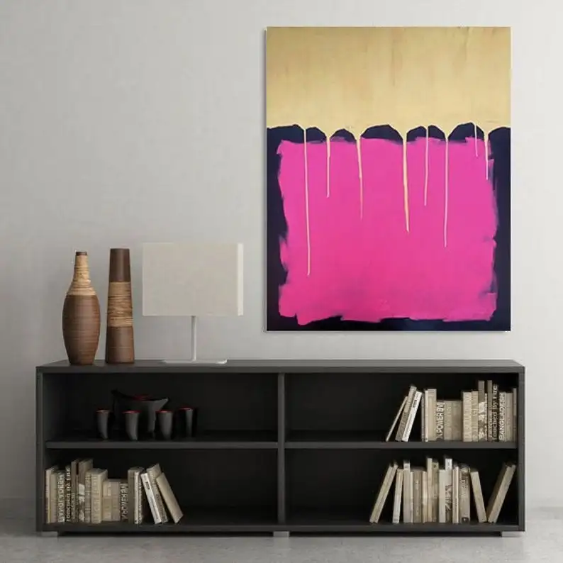 Kopen Grote Wall Art Schilderij Schilderij Roze Schilderen Canvas Art Wall Decor Gold Abstract Op Canvas Schilderijen Hand Geschilderd Aparte
