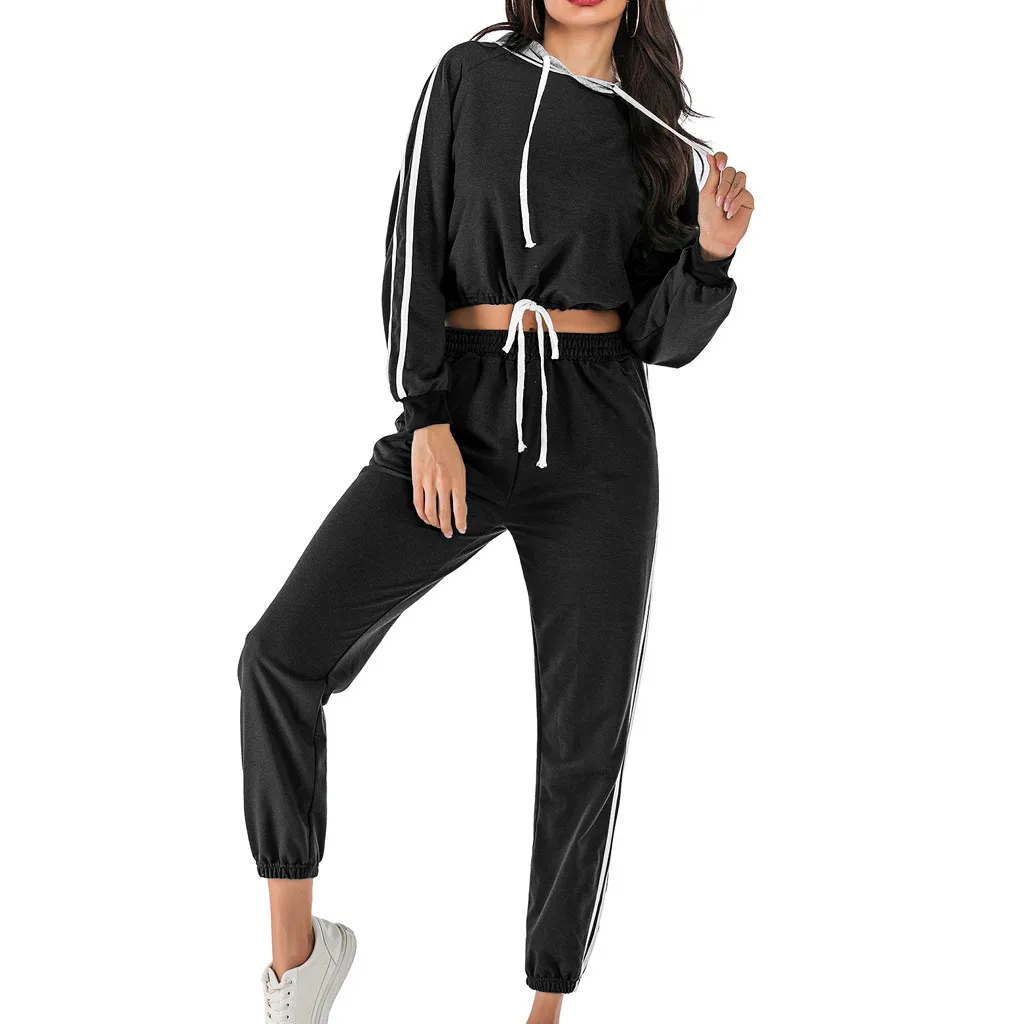 Женский однотонный спортивный костюм женский комплект из топа и брюк 2 предметов