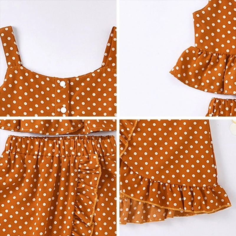 

Girls Clothes Set 2021 Summer Kids Casual Suit Polka Dot Sling Top And Long Skirt 2Pcs Outfit Fashion Children Clothing 2-6Y