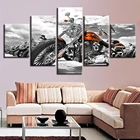 Модульные плакаты, черно-белые, с изображением мотоцикла, картины маслом, настенные картины, холст, HD-печать для гостиной, Современный домашний декор, 5 шт.