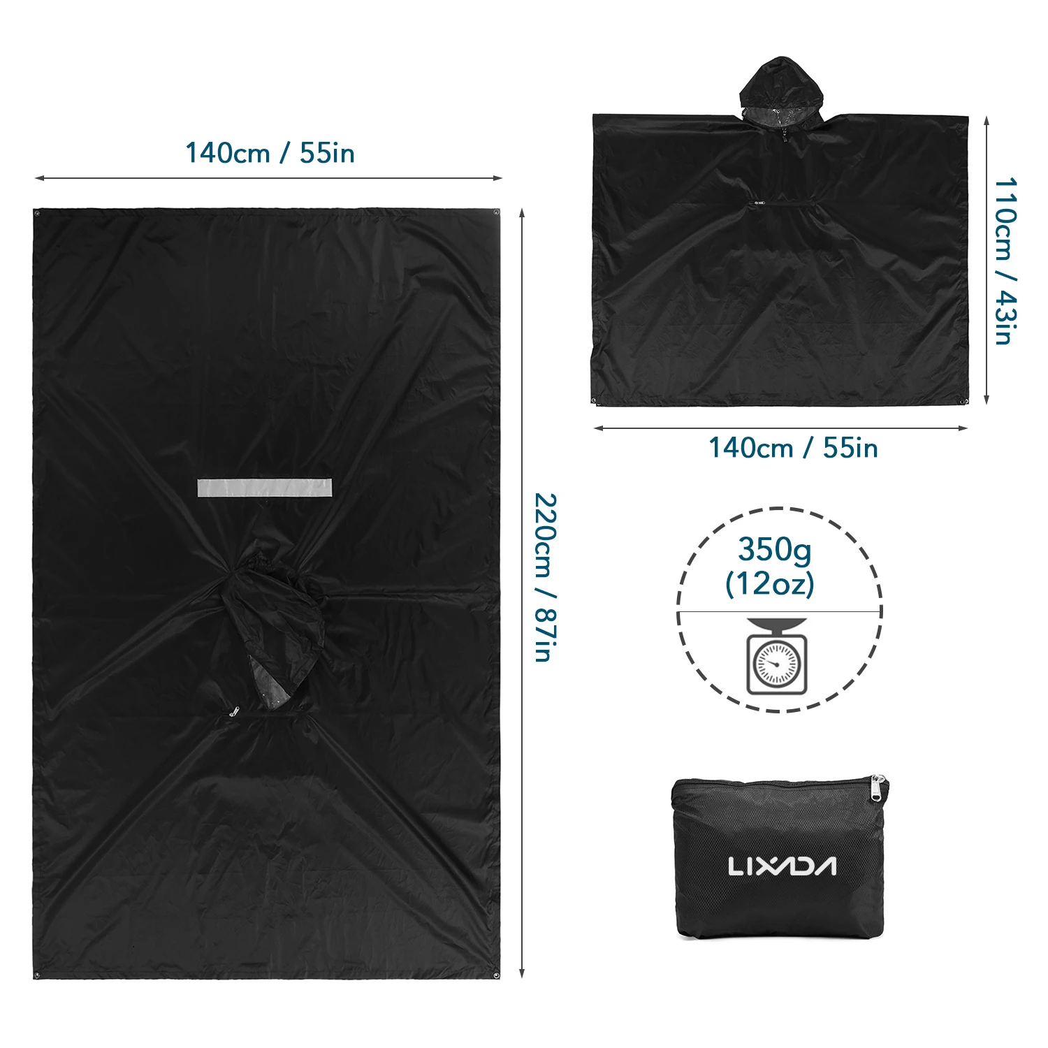 Плащ-дождевик мужской/женский 3 в 1 водонепроницаемый для езды на велосипеде и