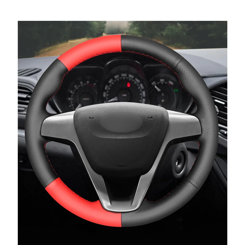 Красные черные искусственная кожа PU разборная конструкция чехол рулевого колеса