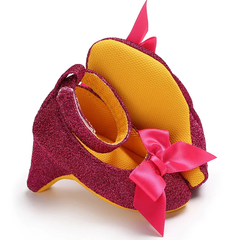 

Fashion toddler baby girl first Walkers Baby Shoes baby soft plush high heels princess bow new high-heeled toddler shoes