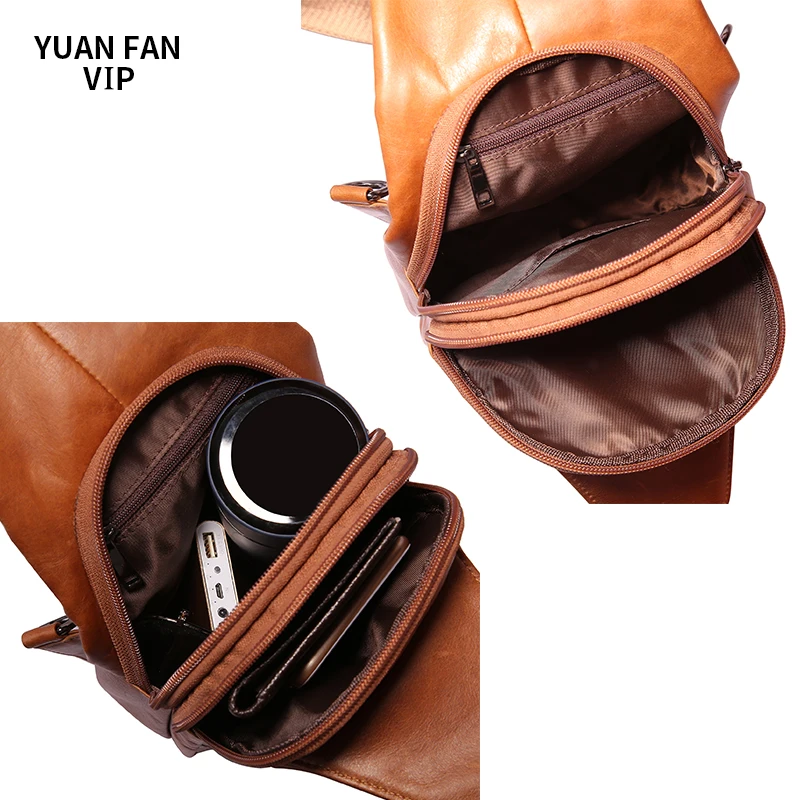 Высококачественные нагрудные сумки из натуральной кожи для мужчин через плечо