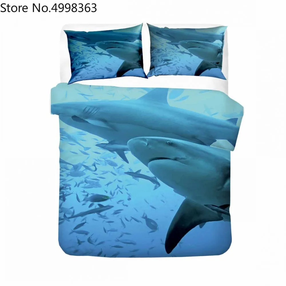 Набор пододеяльников из микрофибры для мальчиков и девочек с рисунком акулы