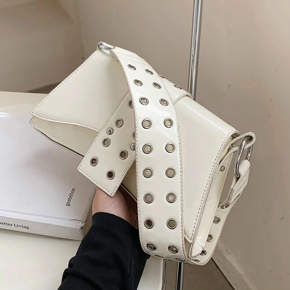 

Сумка для подмышек с широким ремнем на плечо, новинка 2021, женская дизайнерская сумка из лакированной кожи высокого качества, винтажная сумк...